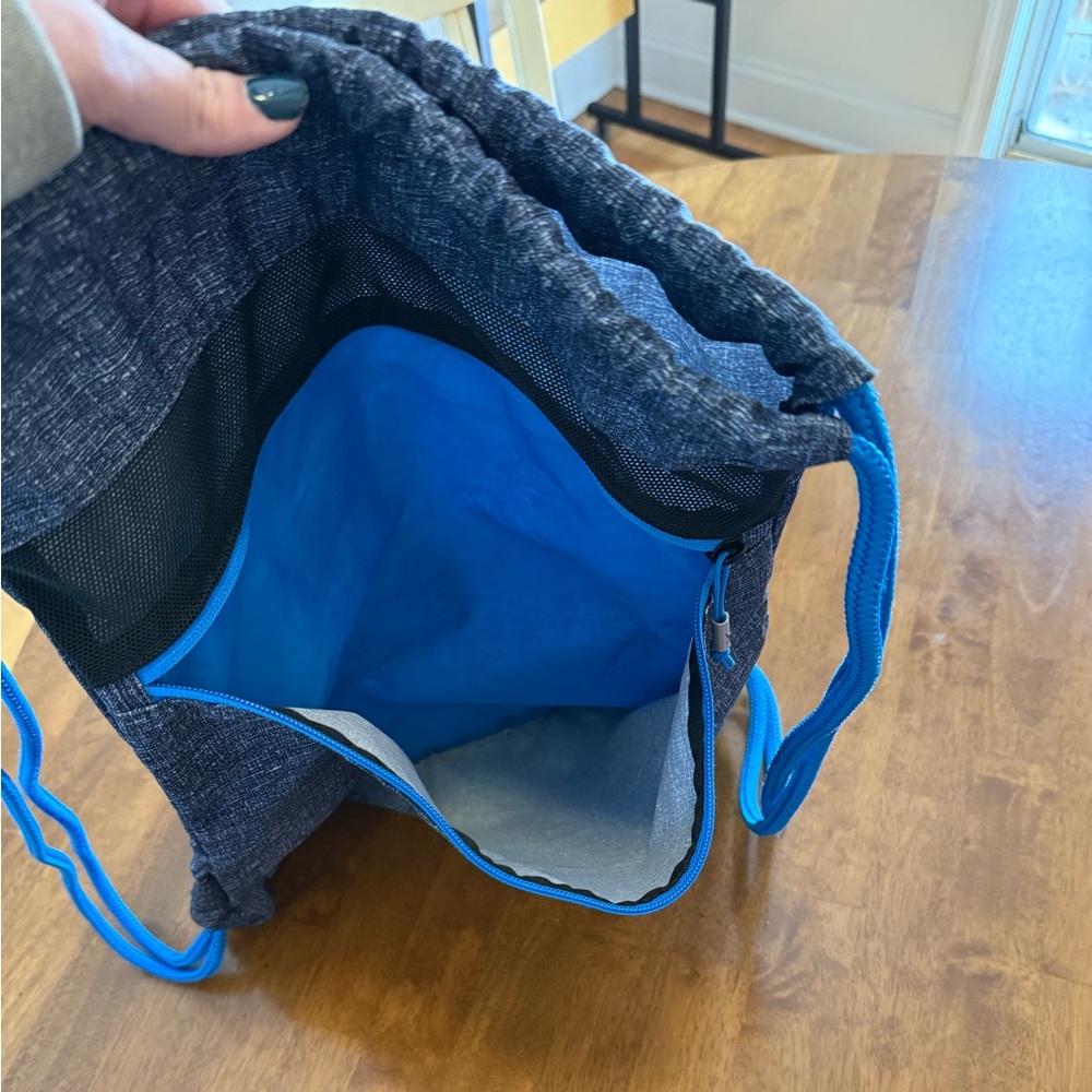 Nike EUC Heathered Navy with royal strings Gym Sack zipper front training bag - Picture 4 of 7